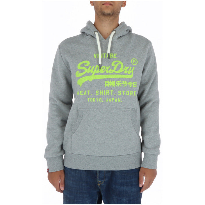 Superdry Logo Cotton-Blend Hooded Pullover - light marle grey