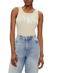 Calvin Klein Jeans Logo Cotton-Rich Tank Top - cream, khaki