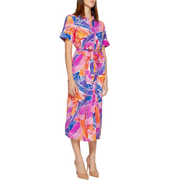 Vila Clothes Waist-Tie Summer Floral Midi Dress