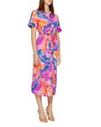 Vila Clothes Waist-Tie Summer Floral Midi Dress