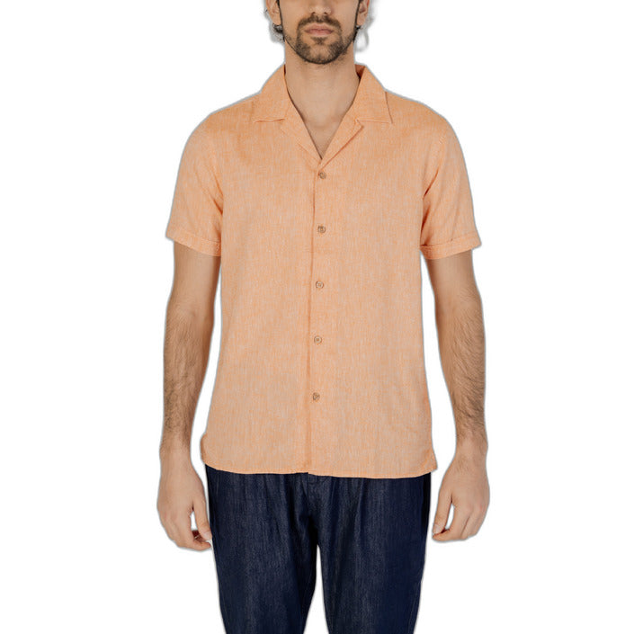 Hamaki-Ho Minimalist Linen-Cotton Shirt - orange