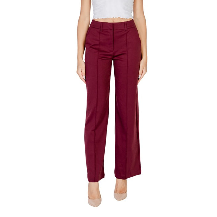 Ichi Wide Leg Fit Pants - Red Bordeaux 