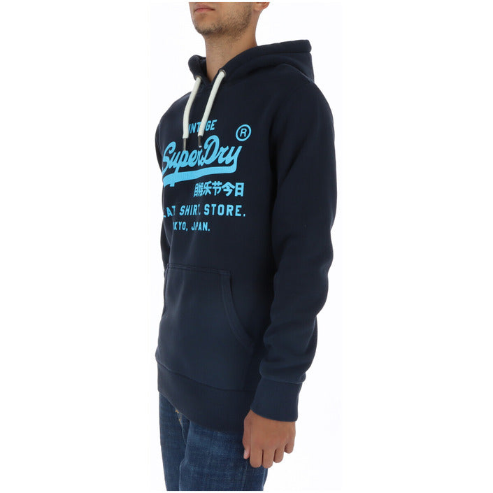 Superdry Logo Cotton-Blend Hooded Pullover - dark blue