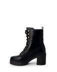 Guess Logo Vegan Leather Lace-Up Heel Boots