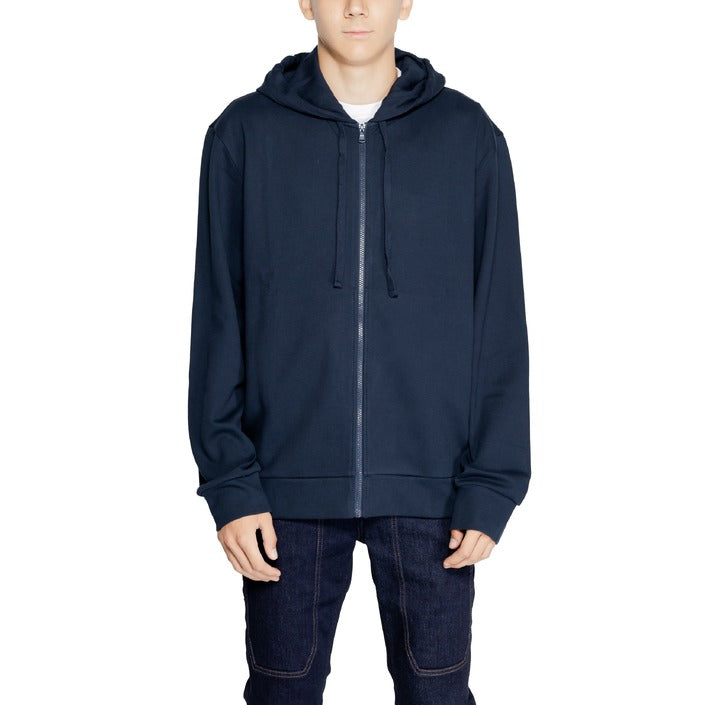 Emporio Armani Minimalist Hooded Jacket Cotton-Blend - Blue