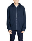 Emporio Armani Minimalist Hooded Jacket Cotton-Blend - Blue