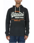 Superdry Logo Cotton-Blend Hooded Pullover - smoky black 