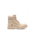 Timberland Minimalist Genuine Leather Nude Cream Lace-Up Boots