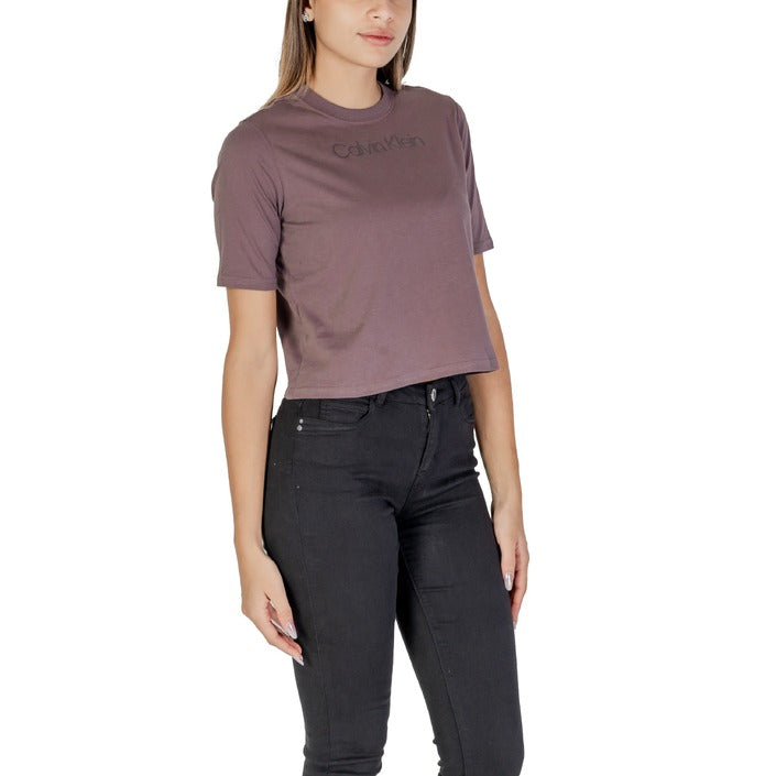 Calvin Klein Sport Logo Athleisure Crop T-Shirt 100% Cotton