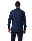 Idra 100% Cotton Patterned Blue Shirt