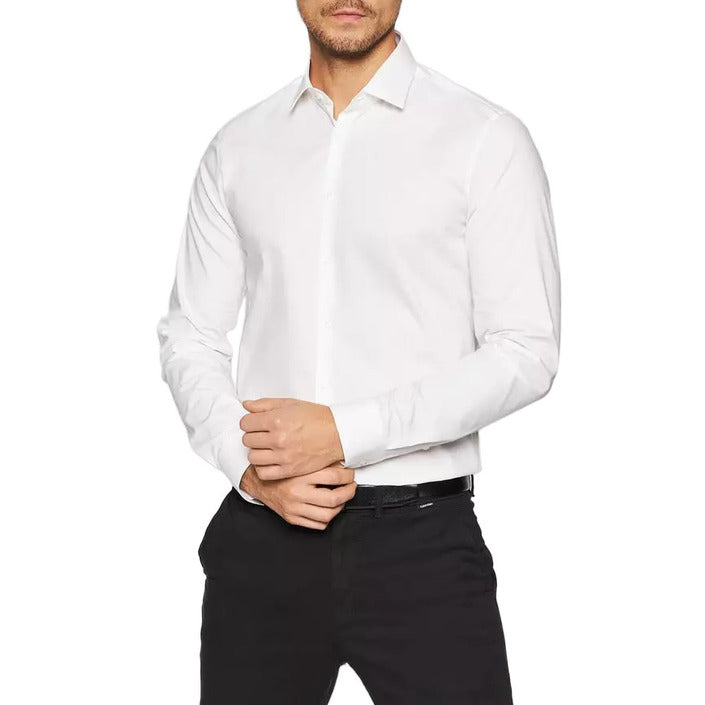 Calvin Klein Minimalist Cotton-Rich Point Collar Tailored Fit Shirt - White