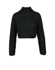 Kontatto Minimalist Mohair-Yarn Knit Crop Sweater - Black
