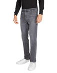 Boss Logo Grey Denim Jeans Straight Leg-Slim Fit