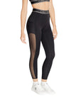 Calvin Klein Sport Logo Athleisure Crop Black Leggings Sheer Sides