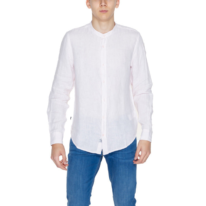 Blauer Minimalist 100% Linen Shirt With Band Collar