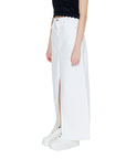 Tommy Hilfiger Jeans Logo Middle Slit White Denim Midi Skirt