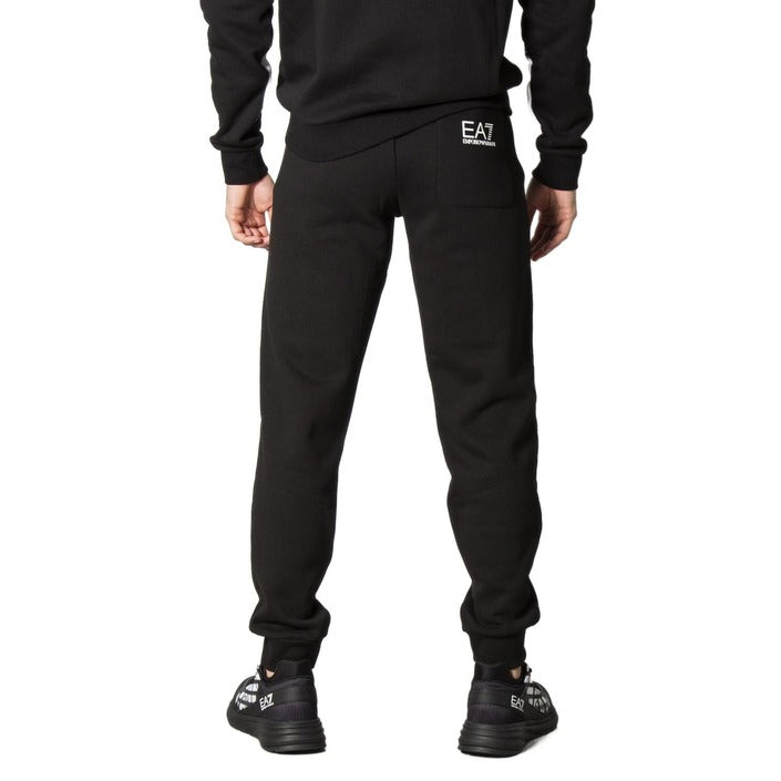 EA7 By Emporio Armani Logo Black Joggers - Cotton-Blend