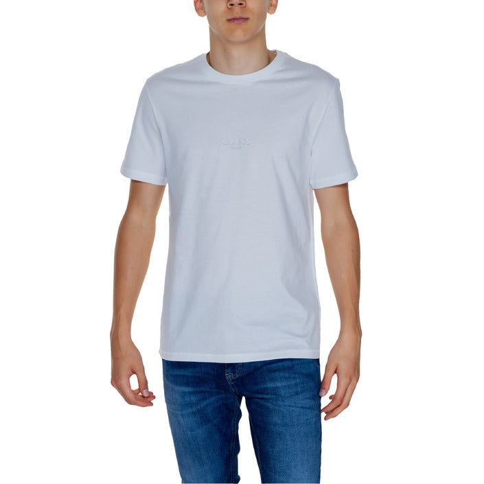 Guess Logo 100% Cotton Crewneck T-Shirt - white