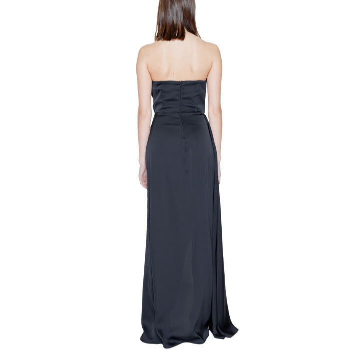 Silence Black Strapless Side Slit Maxi Dress