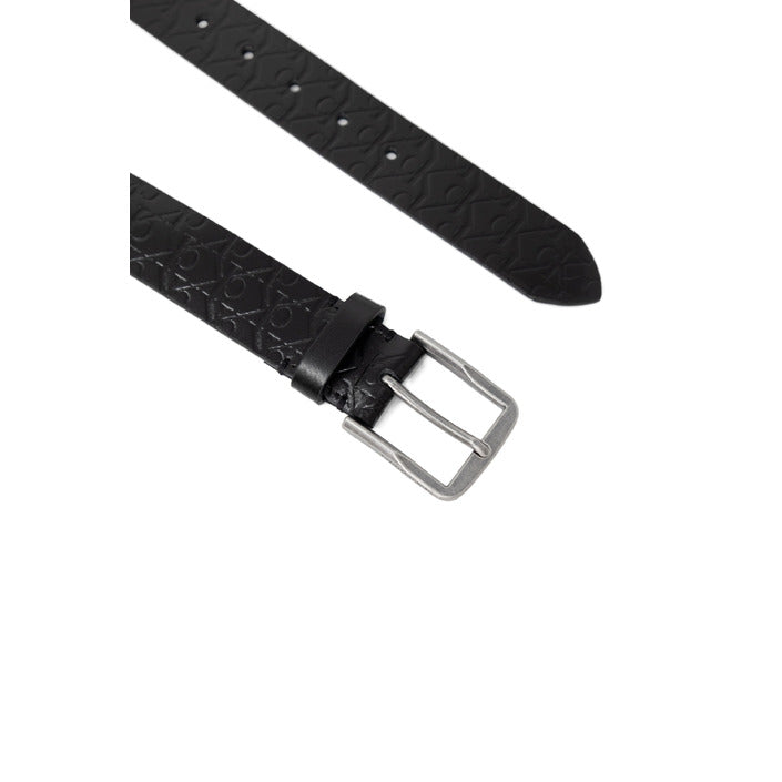 Calvin Klein Logo Monogram Genuine Leather Square Buckle Belt