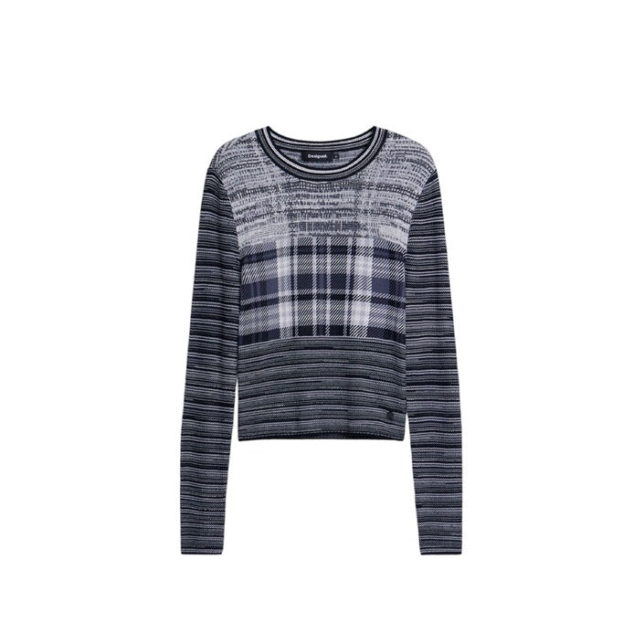 Desigual Checkered Fitted Knit Top