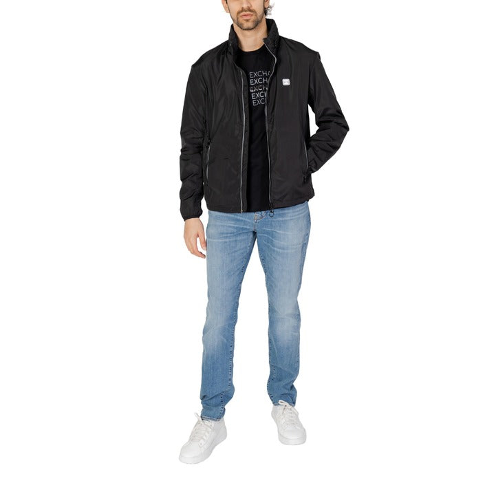 Armani Exchange Logo High Collar Jacket - black