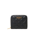 Guess Logo Quilted Black Vegan Leather Zip Clutch Purse