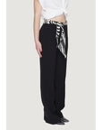 Only Zebra Belt Tie Wide Leg Baggy Black Pants