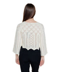 Vero Moda Lace Quarter Sleeve Top - white/cream