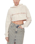 Calvin Klein Jeans Logo Pure Cotton Athleisure Crop Hooded Pullover