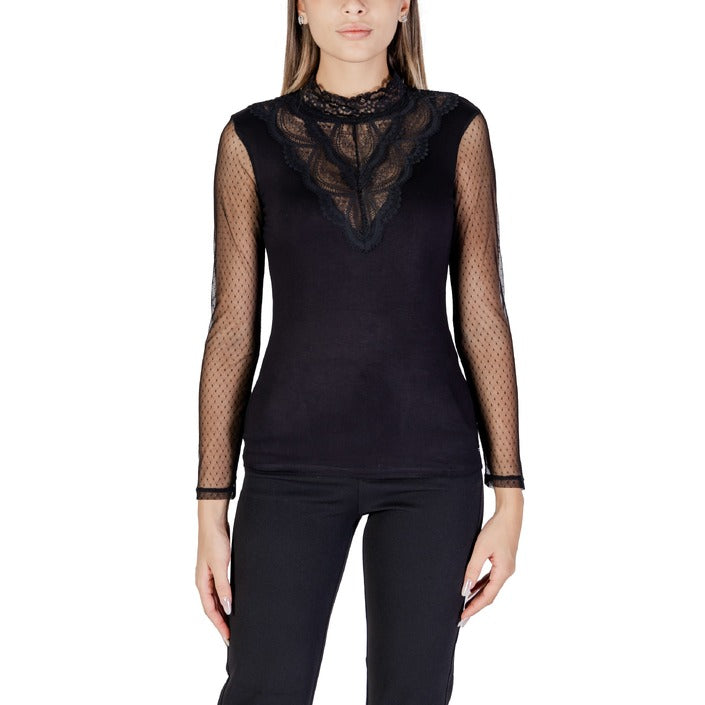 Morgan De Toi Black Lace Long Sleeve Top