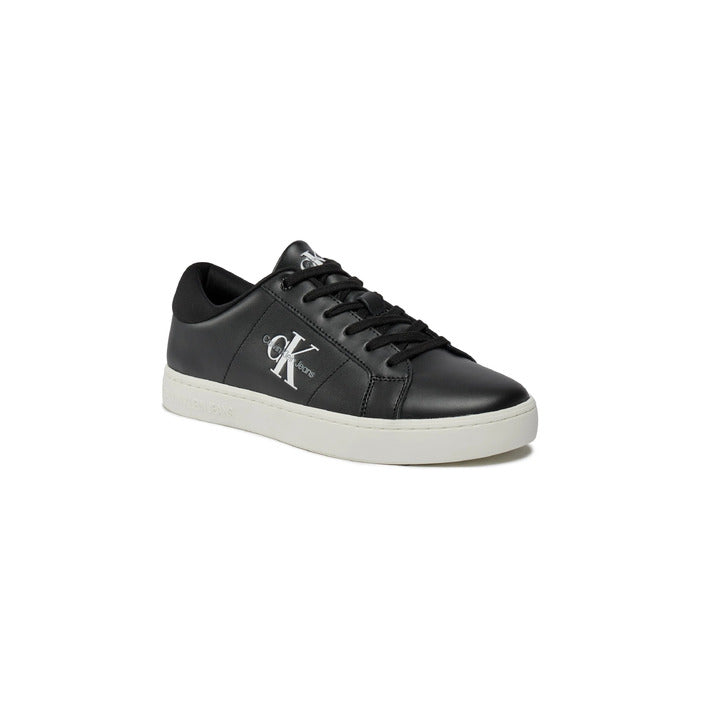 Calvin Klein Jeans Logo Leather Chunky Sole Low Top Lace-Up Sneakers - black 