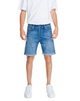 Jack & Jones Logo Rolled Hem Light Wash Denim Shorts