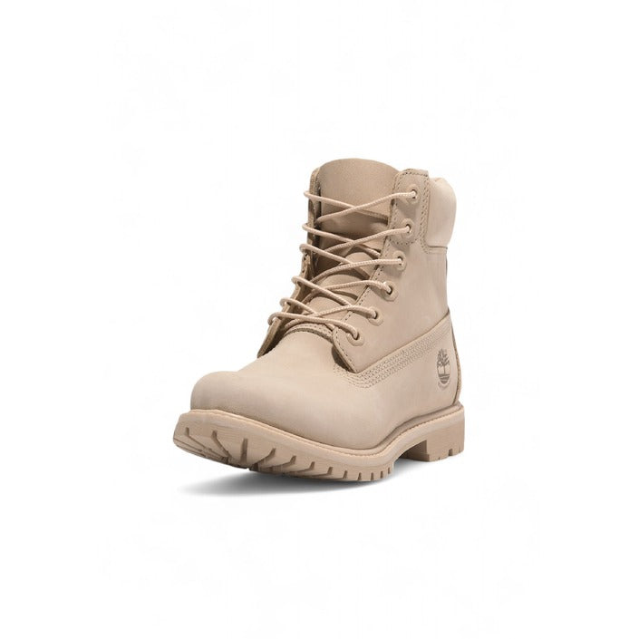 Timberland Minimalist Genuine Leather Nude Cream Lace-Up Boots