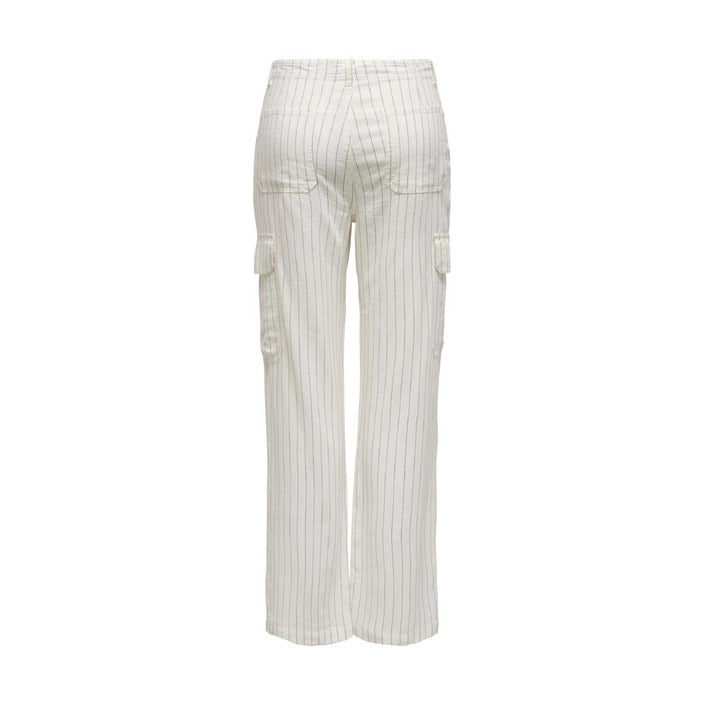 Only Linen Blend Stripe High Waist Cargo Pants