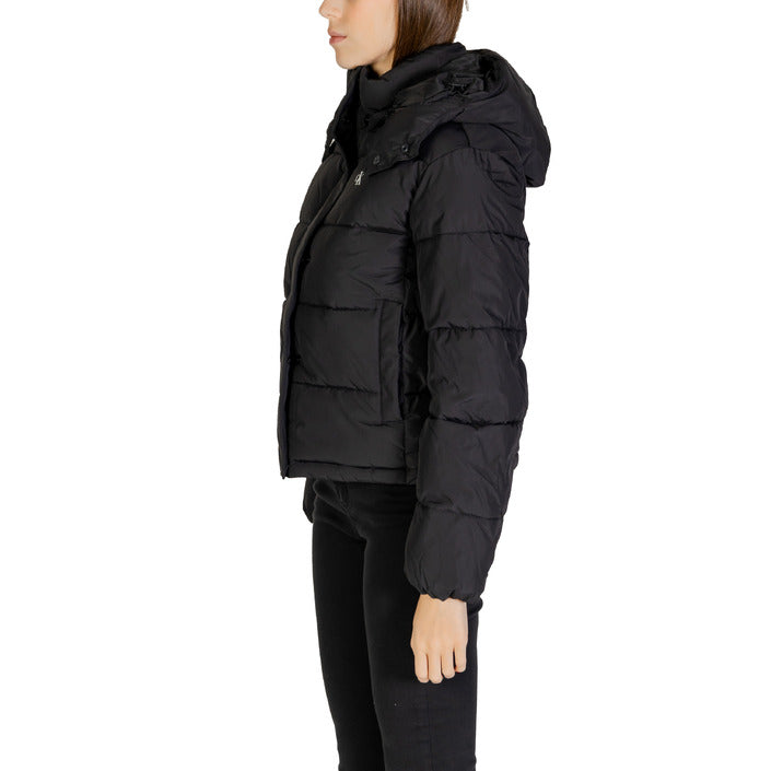 Calvin Klein Jeans Logo Hooded Puffer Jacket - black