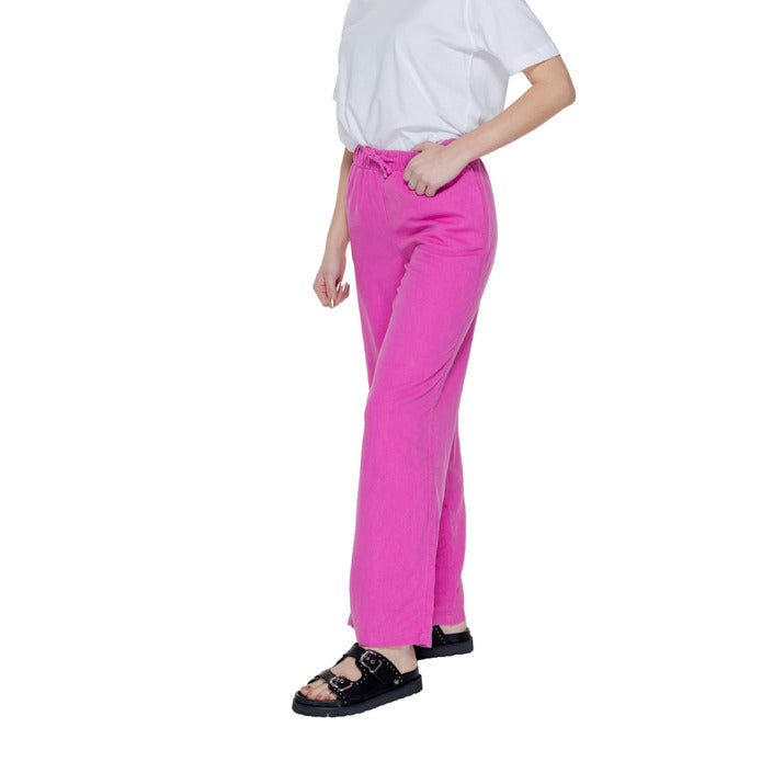 Only Linen Blend Hot Pink Fuchsia Wide Leg Pants