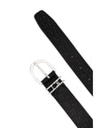 Calvin Klein Logo Leather Belt With Rounded Sliver Metal Buckle