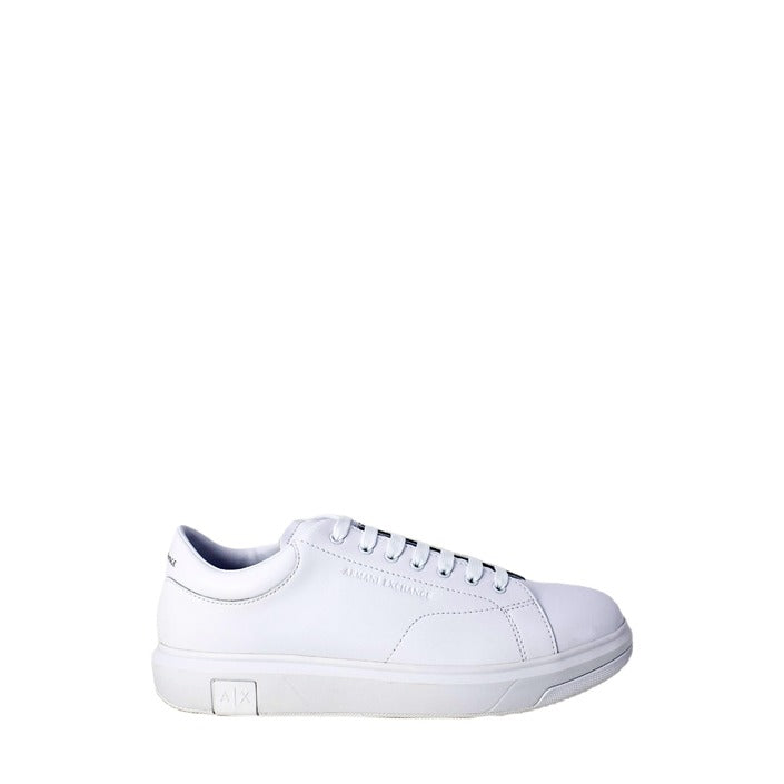 Armani Exchange Logo Leather Low Top Lace-Up Sneakers White