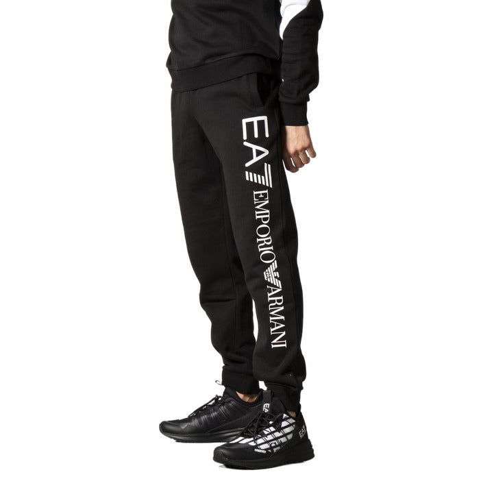 EA7 By Emporio Armani Logo Black Joggers - Cotton-Blend