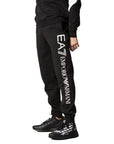 EA7 By Emporio Armani Logo Black Joggers - Cotton-Blend