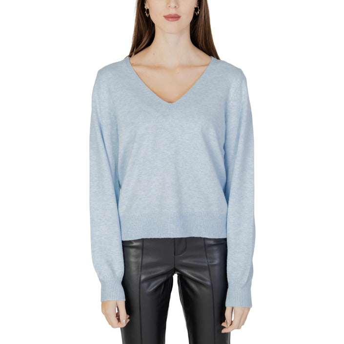 Vila Clothes V-Neck Sweater &amp; Knit Top - light blue