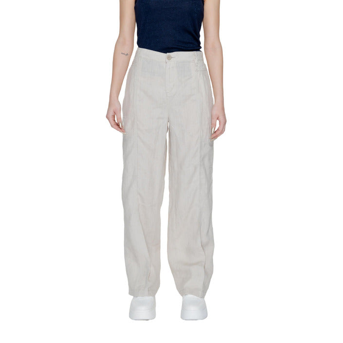 Street One 100% Linen Wide Leg Baggy Cargo Pants