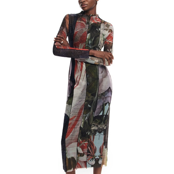 Desigual Abstract Art Long Sleeve Midi Dress