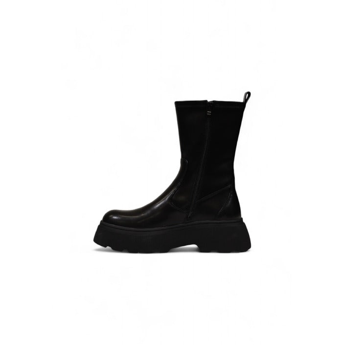 Guess Logo All Black Vegan Leather Boots