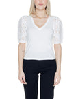 Morgan De Toi 100% Cotton Demure Lace Short Sleeve Top - white