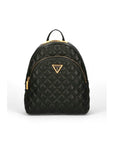 Guess Logo Badge Quilted Black Vegan Leather Backpack