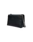 Calvin Klein Logo Structured Black Vegan Leather Bag With Semi-Chain Strap