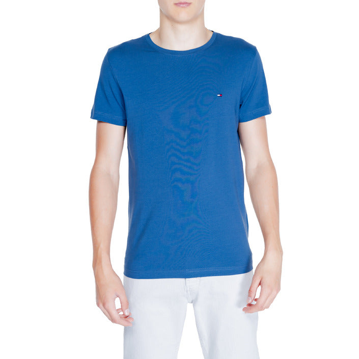 Tommy Hilfiger Logo Cotton-Rich Crewneck T-Shirt - blue