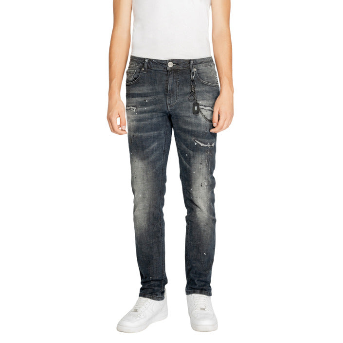 Icon Logo Distressed Dirty Dark Wash Skinny Jeans